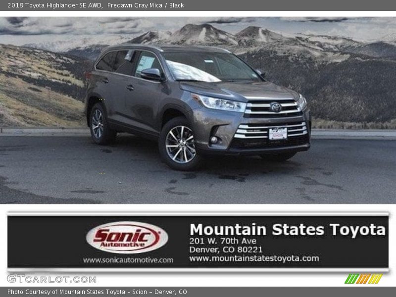 Predawn Gray Mica / Black 2018 Toyota Highlander SE AWD