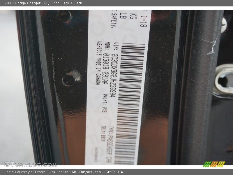 Pitch Black / Black 2018 Dodge Charger SXT