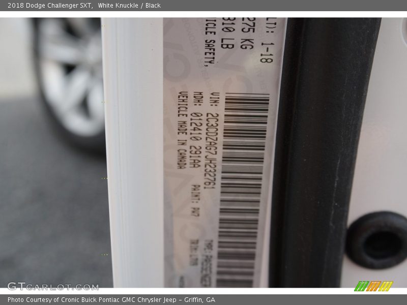 White Knuckle / Black 2018 Dodge Challenger SXT