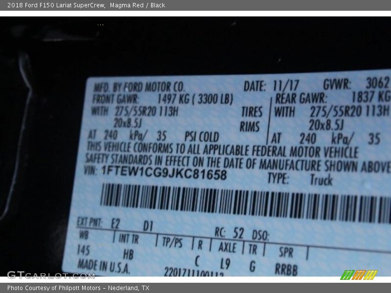 Magma Red / Black 2018 Ford F150 Lariat SuperCrew