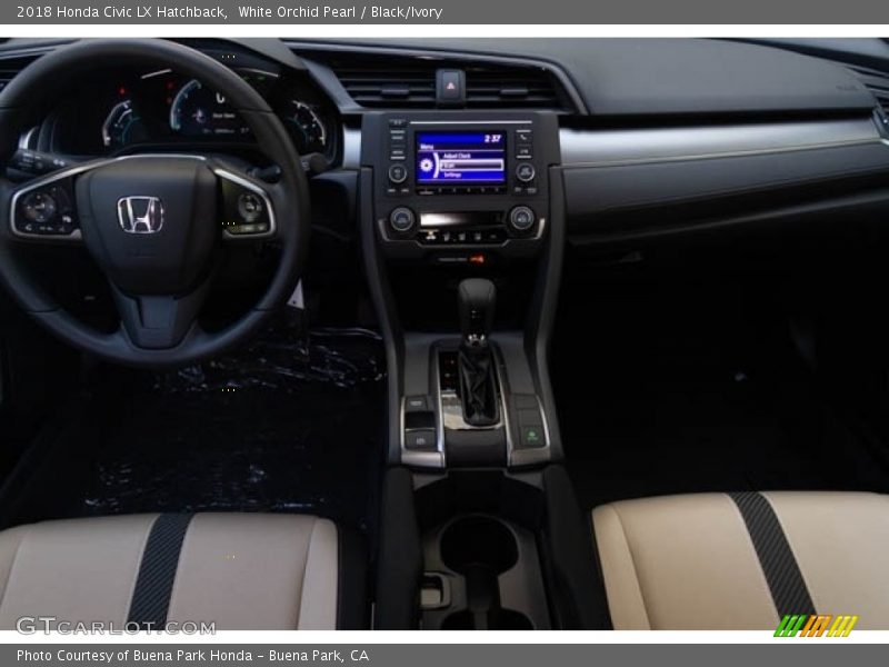 White Orchid Pearl / Black/Ivory 2018 Honda Civic LX Hatchback
