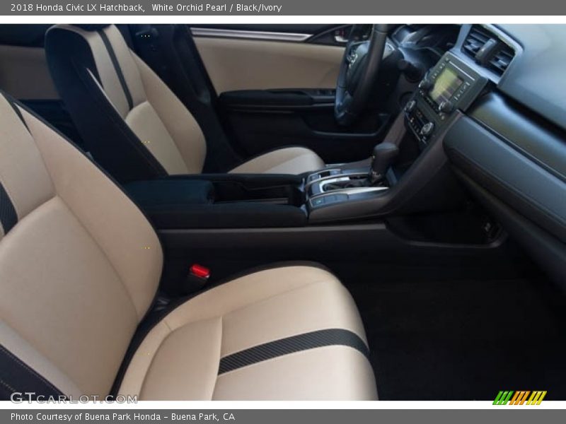 White Orchid Pearl / Black/Ivory 2018 Honda Civic LX Hatchback