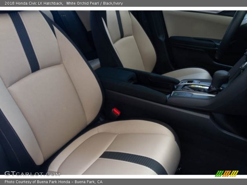 White Orchid Pearl / Black/Ivory 2018 Honda Civic LX Hatchback