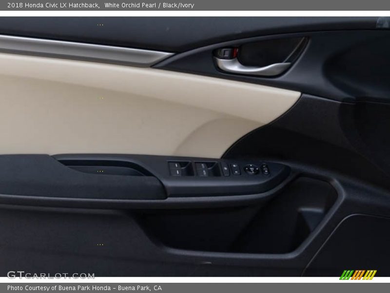 White Orchid Pearl / Black/Ivory 2018 Honda Civic LX Hatchback