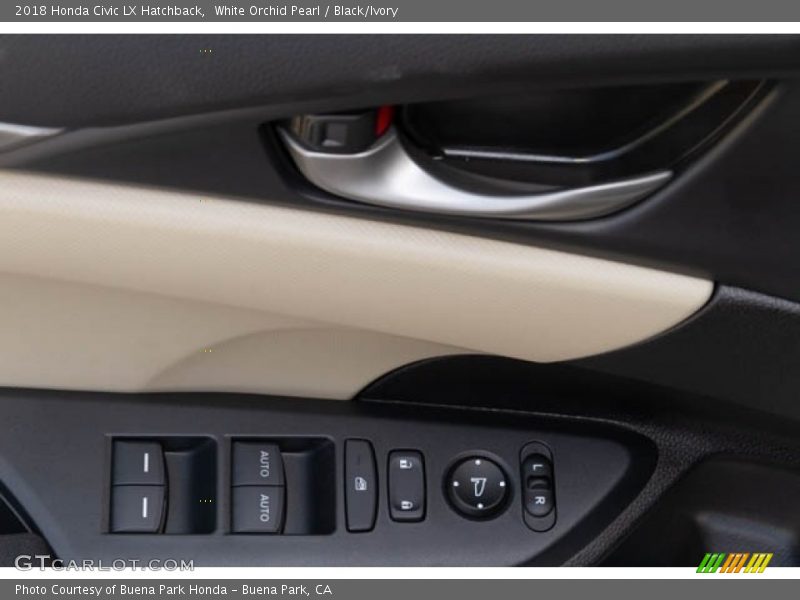 White Orchid Pearl / Black/Ivory 2018 Honda Civic LX Hatchback