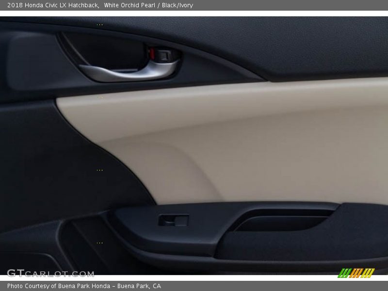 White Orchid Pearl / Black/Ivory 2018 Honda Civic LX Hatchback