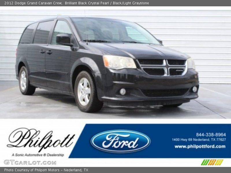 Brilliant Black Crystal Pearl / Black/Light Graystone 2012 Dodge Grand Caravan Crew