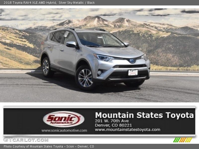 Silver Sky Metallic / Black 2018 Toyota RAV4 XLE AWD Hybrid