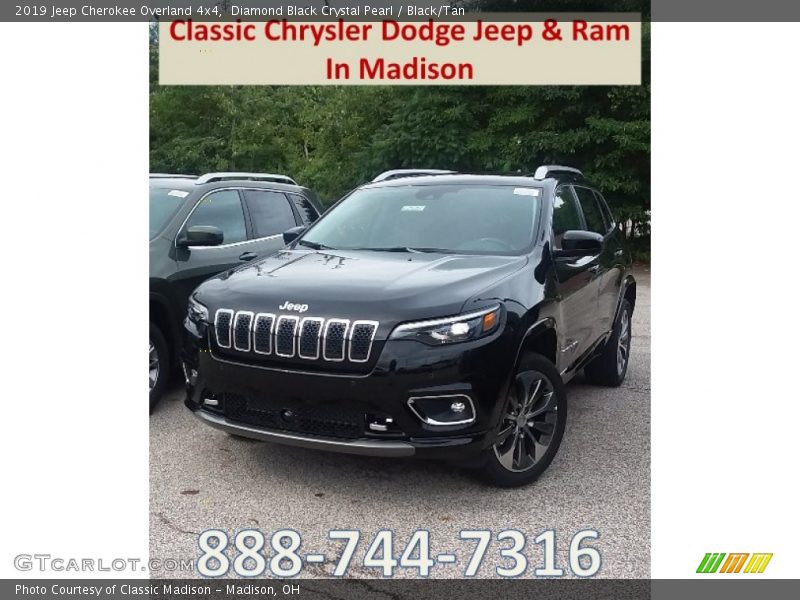 Diamond Black Crystal Pearl / Black/Tan 2019 Jeep Cherokee Overland 4x4
