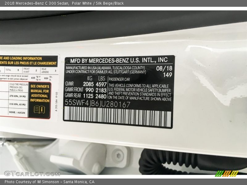 Polar White / Silk Beige/Black 2018 Mercedes-Benz C 300 Sedan