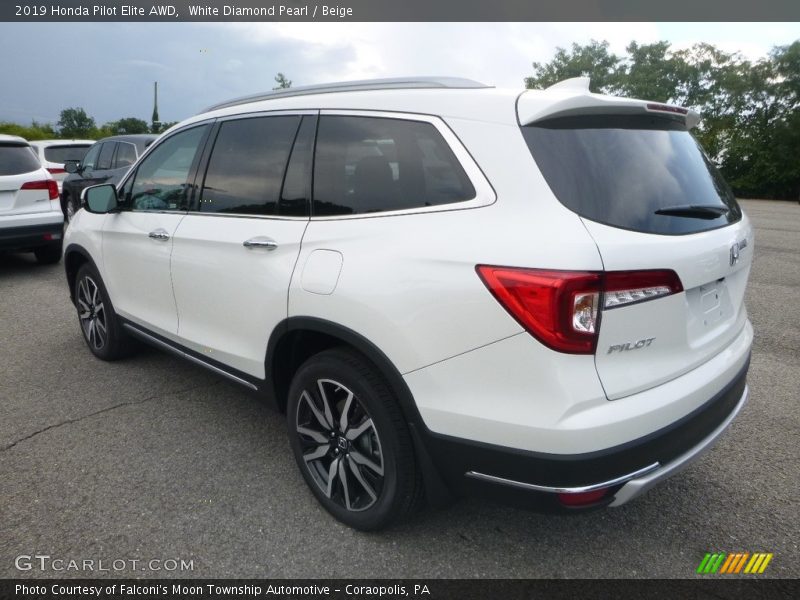 White Diamond Pearl / Beige 2019 Honda Pilot Elite AWD