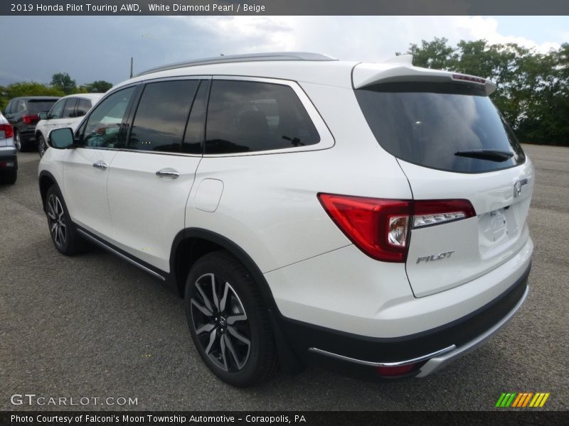 White Diamond Pearl / Beige 2019 Honda Pilot Touring AWD