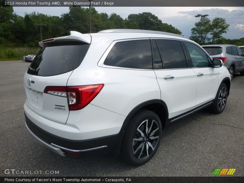 White Diamond Pearl / Beige 2019 Honda Pilot Touring AWD