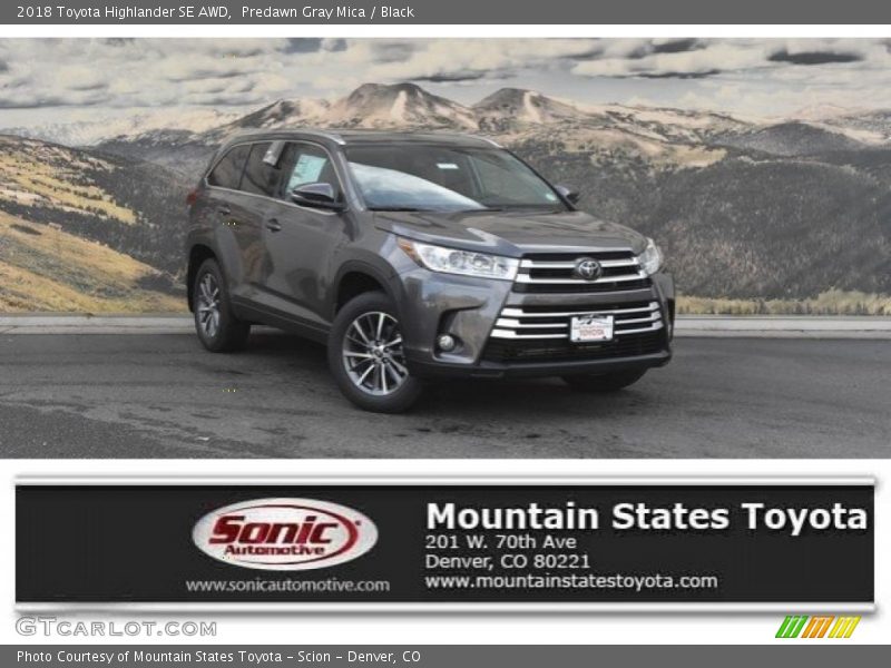 Predawn Gray Mica / Black 2018 Toyota Highlander SE AWD