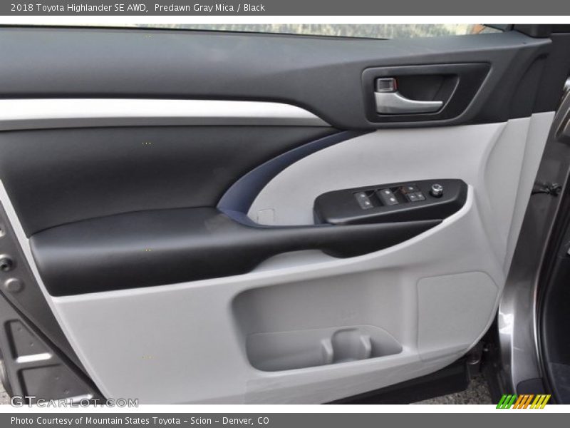 Predawn Gray Mica / Black 2018 Toyota Highlander SE AWD