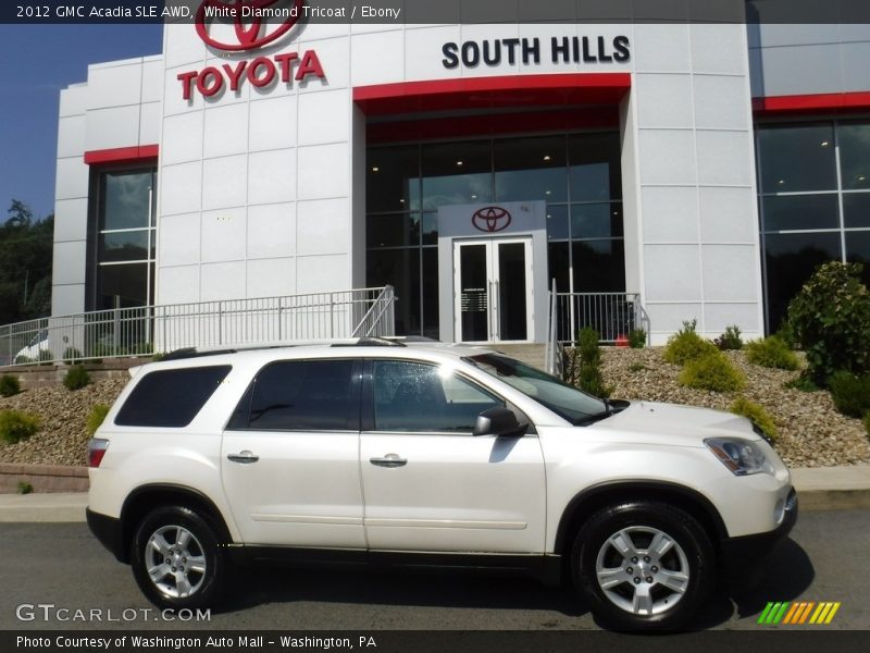 White Diamond Tricoat / Ebony 2012 GMC Acadia SLE AWD