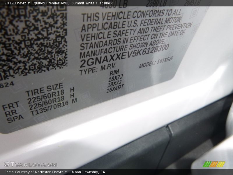 Summit White / Jet Black 2019 Chevrolet Equinox Premier AWD