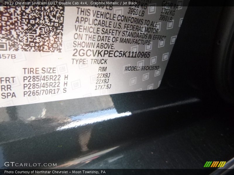 Graphite Metallic / Jet Black 2019 Chevrolet Silverado LD LT Double Cab 4x4