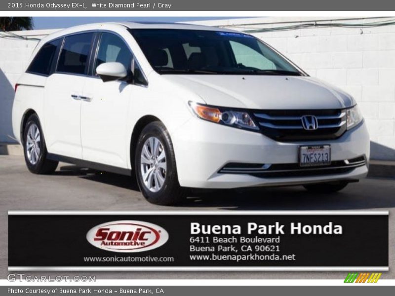 White Diamond Pearl / Gray 2015 Honda Odyssey EX-L