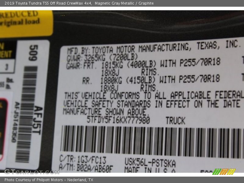 Magnetic Gray Metallic / Graphite 2019 Toyota Tundra TSS Off Road CrewMax 4x4