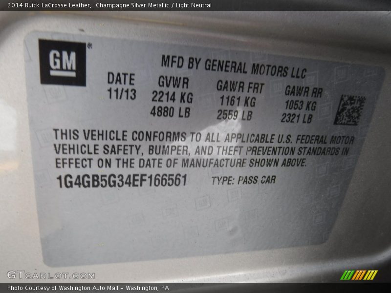 Champagne Silver Metallic / Light Neutral 2014 Buick LaCrosse Leather