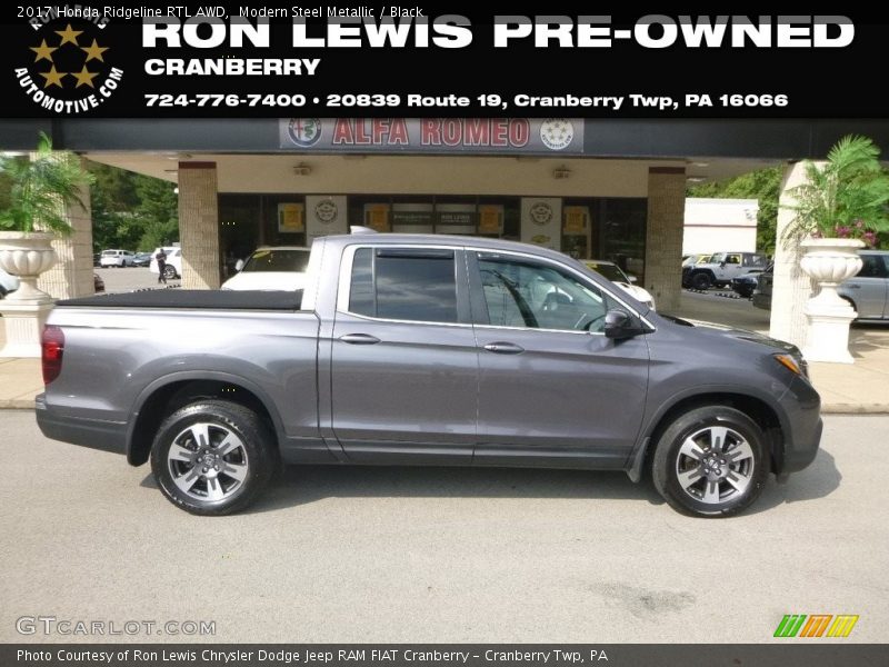 Modern Steel Metallic / Black 2017 Honda Ridgeline RTL AWD
