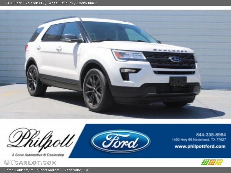 White Platinum / Ebony Black 2018 Ford Explorer XLT