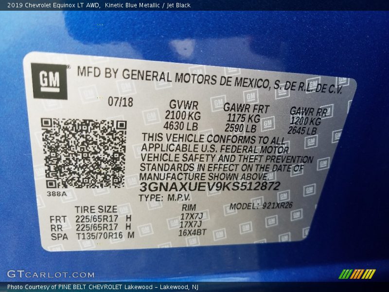 Kinetic Blue Metallic / Jet Black 2019 Chevrolet Equinox LT AWD