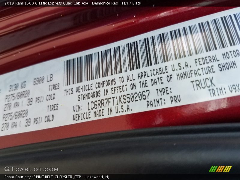 2019 1500 Classic Express Quad Cab 4x4 Delmonico Red Pearl Color Code PRV