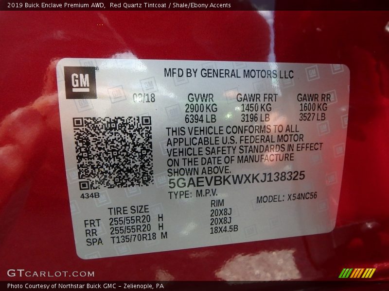 Red Quartz Tintcoat / Shale/Ebony Accents 2019 Buick Enclave Premium AWD