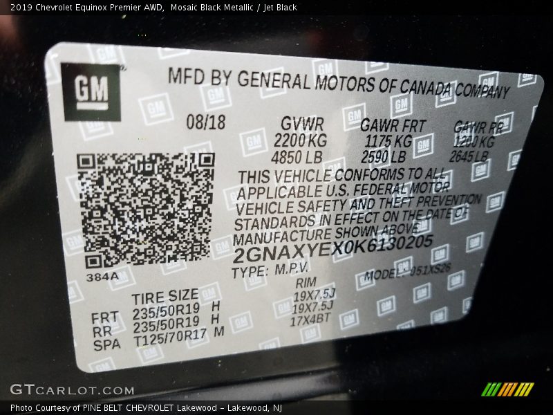 Mosaic Black Metallic / Jet Black 2019 Chevrolet Equinox Premier AWD