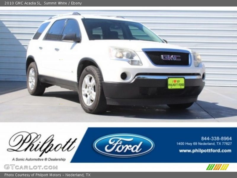 Summit White / Ebony 2010 GMC Acadia SL