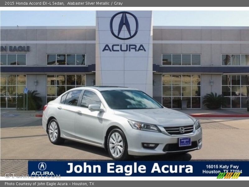 Alabaster Silver Metallic / Gray 2015 Honda Accord EX-L Sedan