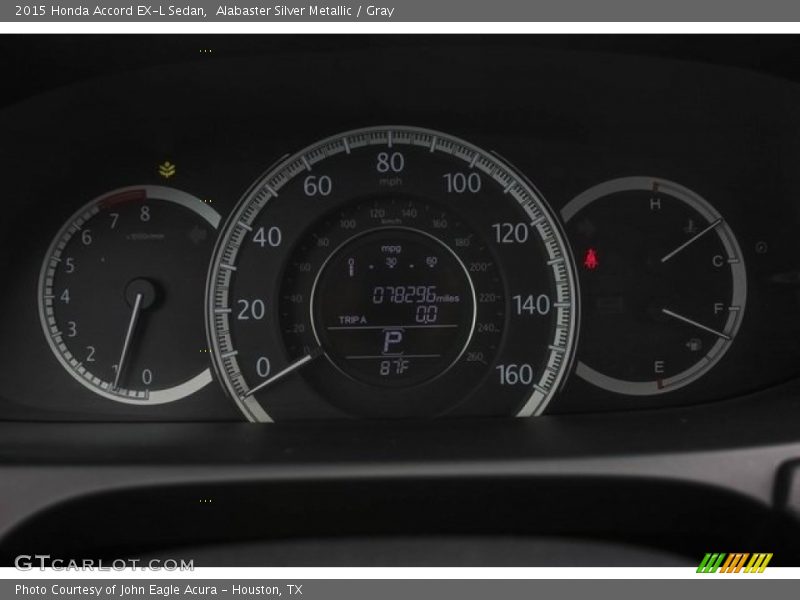 Alabaster Silver Metallic / Gray 2015 Honda Accord EX-L Sedan
