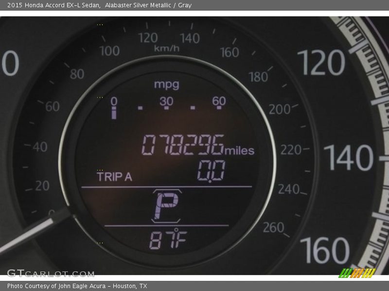 Alabaster Silver Metallic / Gray 2015 Honda Accord EX-L Sedan