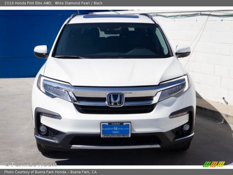 White Diamond Pearl / Black 2019 Honda Pilot Elite AWD