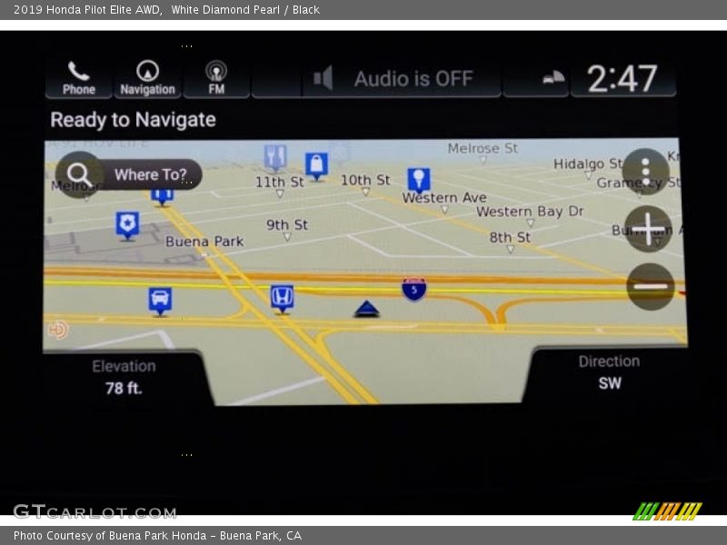 White Diamond Pearl / Black 2019 Honda Pilot Elite AWD
