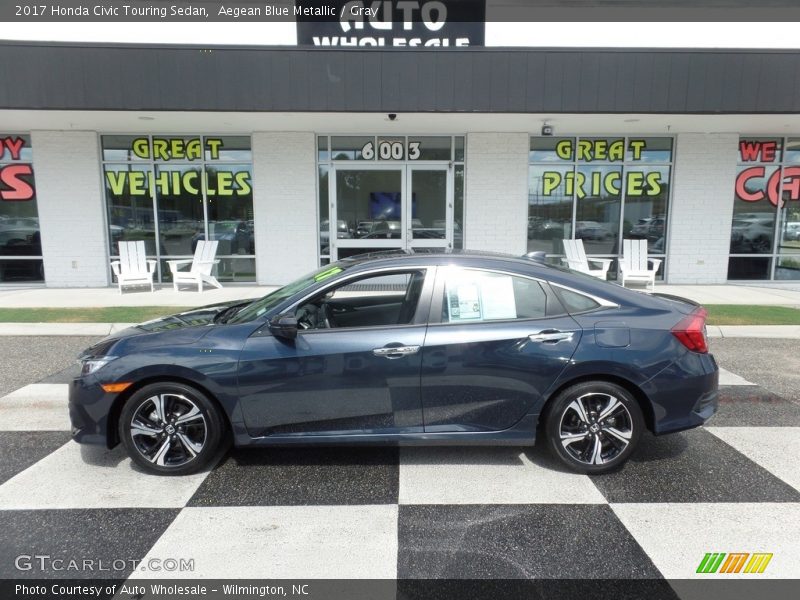 Aegean Blue Metallic / Gray 2017 Honda Civic Touring Sedan
