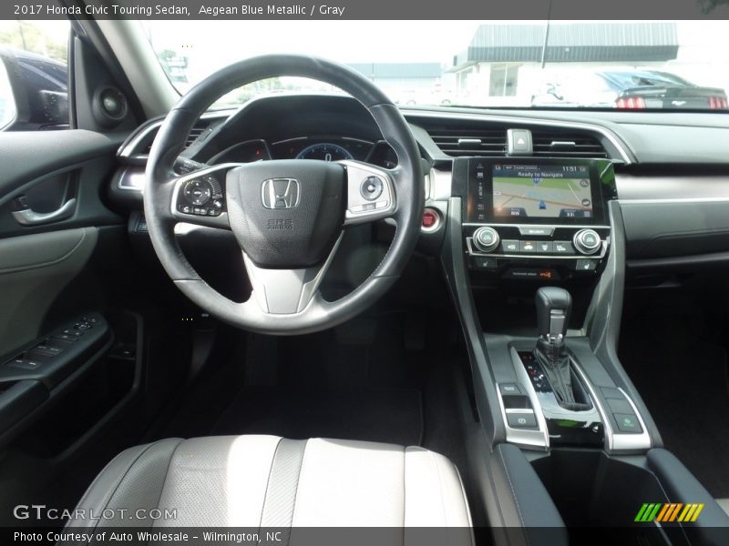 Aegean Blue Metallic / Gray 2017 Honda Civic Touring Sedan