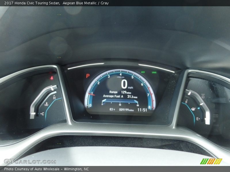 Aegean Blue Metallic / Gray 2017 Honda Civic Touring Sedan