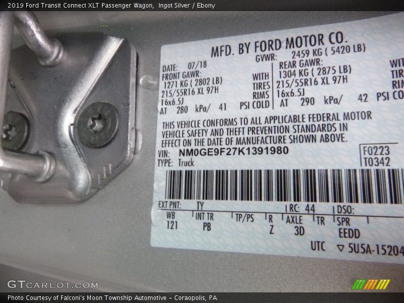 Ingot Silver / Ebony 2019 Ford Transit Connect XLT Passenger Wagon