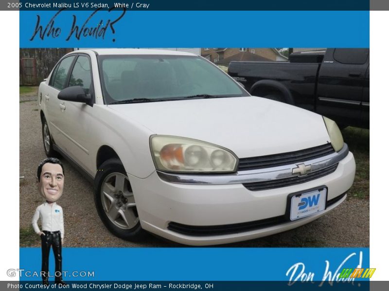 White / Gray 2005 Chevrolet Malibu LS V6 Sedan
