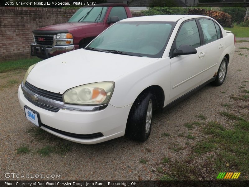 White / Gray 2005 Chevrolet Malibu LS V6 Sedan