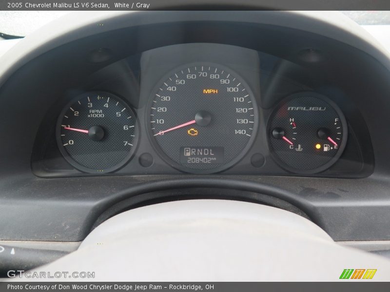 White / Gray 2005 Chevrolet Malibu LS V6 Sedan