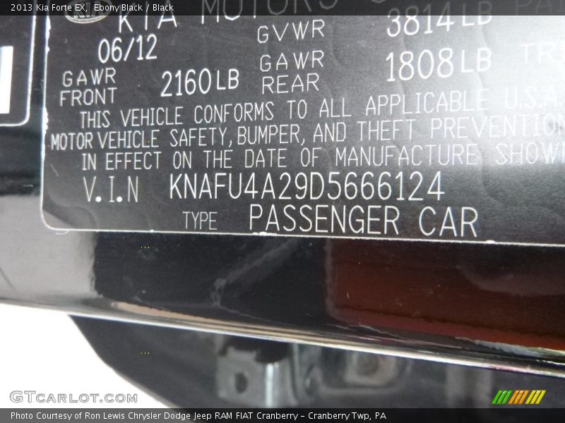 Ebony Black / Black 2013 Kia Forte EX