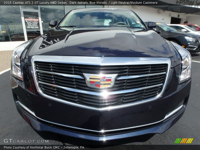 Dark Adriatic Blue Metallic / Light Neutral/Medium Cashmere 2015 Cadillac ATS 2.0T Luxury AWD Sedan