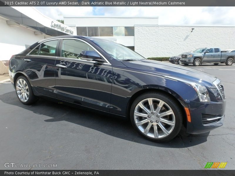 Dark Adriatic Blue Metallic / Light Neutral/Medium Cashmere 2015 Cadillac ATS 2.0T Luxury AWD Sedan