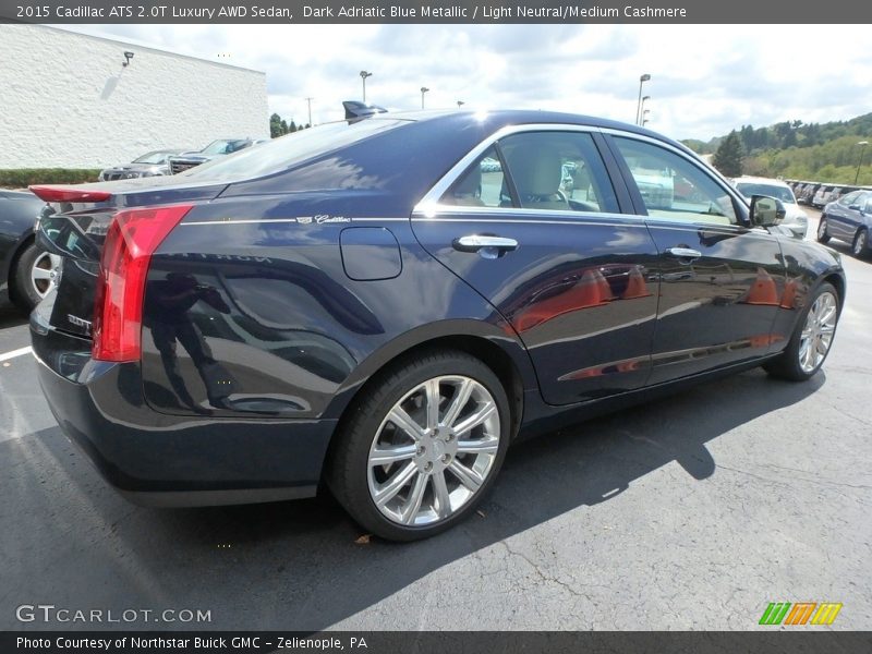 Dark Adriatic Blue Metallic / Light Neutral/Medium Cashmere 2015 Cadillac ATS 2.0T Luxury AWD Sedan