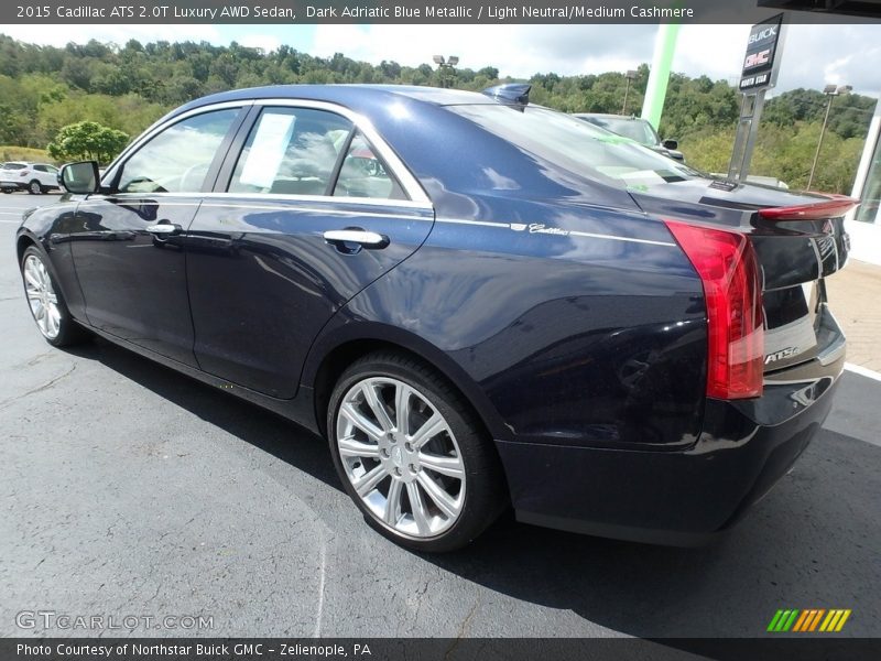 Dark Adriatic Blue Metallic / Light Neutral/Medium Cashmere 2015 Cadillac ATS 2.0T Luxury AWD Sedan