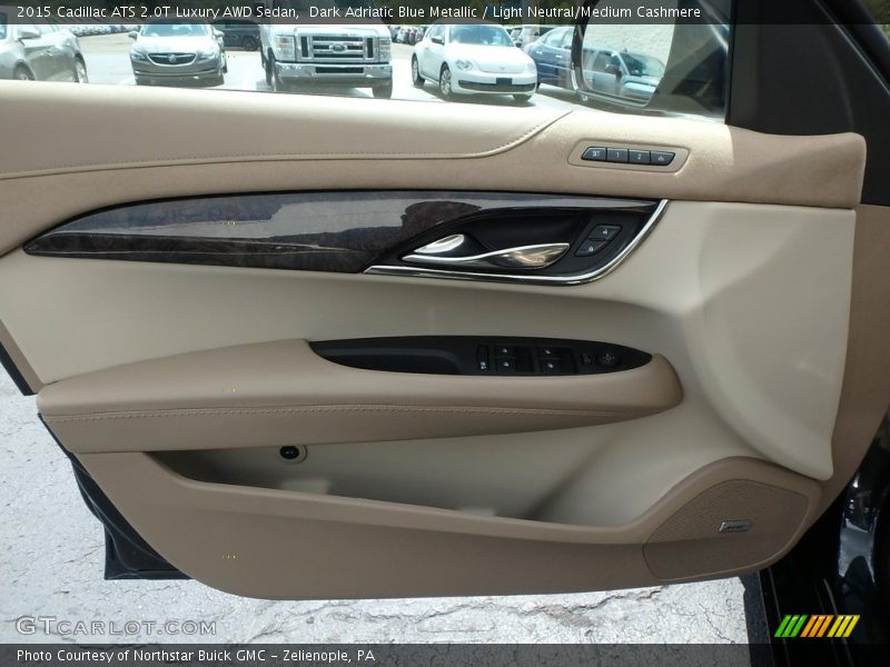 Dark Adriatic Blue Metallic / Light Neutral/Medium Cashmere 2015 Cadillac ATS 2.0T Luxury AWD Sedan